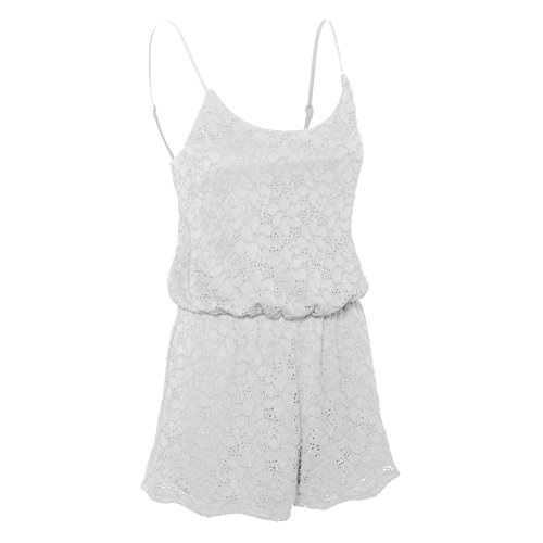 Women's Scoop Neck Sleeveless Strap Floral Lace Short Casual Playsuit Romper