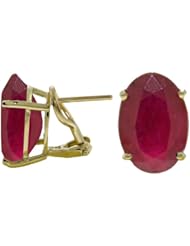 14k Solid Gold 15ct Natural Ruby French Clip Earrings