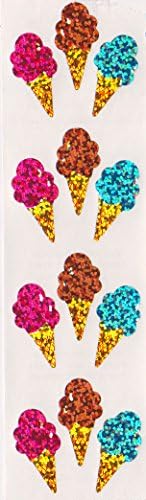 Ice Cream Cones Glitter Stickers - 2 Sheets