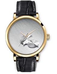 SPRAWL Aanalog Fashion Series Gold Ladies Watches of Genuine Black Leather Strap,Unique Wrist Watch for Women Girls Designed with metal plates