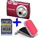 Nikon S230 Red Digital Camera +4GB+Hard Case Bundle (Coolpix S230, 10MP, 3xOptical Zoom, 3