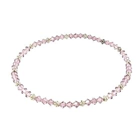 Anklet - A66 - Stretch 4mm Swarovski (tm) Crystal and Heishi Beads ~ Light... by SERENITY CRYSTALS