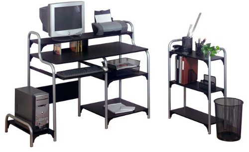 Altra Furniture 15096 Computer Desk w/ Bookcase (Black with Silver)