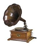 Antique RCA Victor Phonograph Gramophone Replica - Large Dark Aged Bronze Horn