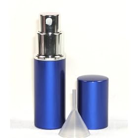 Blue 1/3 Oz (10 Ml) Travel or Purse Perfume Atomizer with Funnel