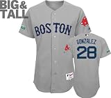 Adrian Gonzalez Jersey: Big & Tall Majestic Grey Authentic Boston Red Sox Jersey with Fenway Park 100th Year Anniversary Patch
