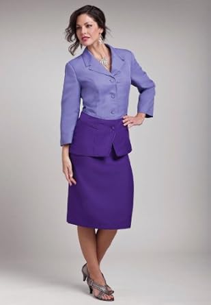 Roamans Plus Size Tonal Colorblock Skirt Suit