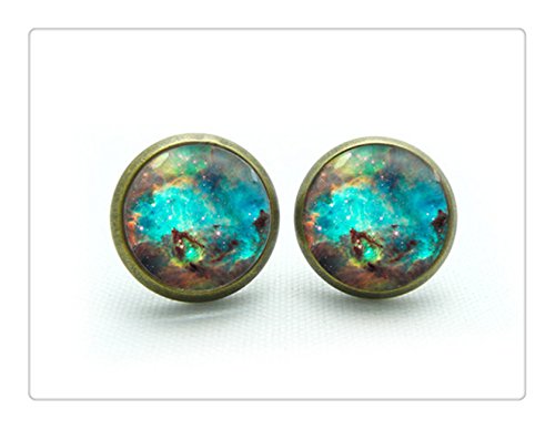 Moon Stud Earrings,galaxy Earrings, Moon Earings,, Heavenly Nebula Earring, Stars and Universe Jewelry Earring (7)