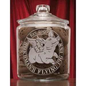 Personalized Flying Pig Theme Glass Cookie Jar Personalized Flying Pig Theme Glass Cookie Jar