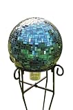 Bird Brain Geometric Mosaic Gazing Ball, Blue