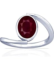 Platinum Oval Cut Ruby Womens Astrological Ring