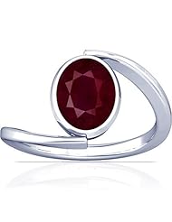14K White Gold Oval Cut Ruby Womens Astrological Ring
