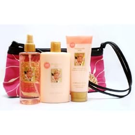 Victoria's Secret Garden Honeysuckle Belle Body Splash Mist, Skin-silkening Body Lotion, Body Wash and Tote Bag - 4 Pcs Gift Set