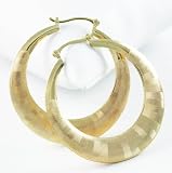 Beautiful Large 24k Gold Layered GL 2 Thick Diamond Cut Hoop Earrings - Lifetime Warranty! Comes Gift Boxed