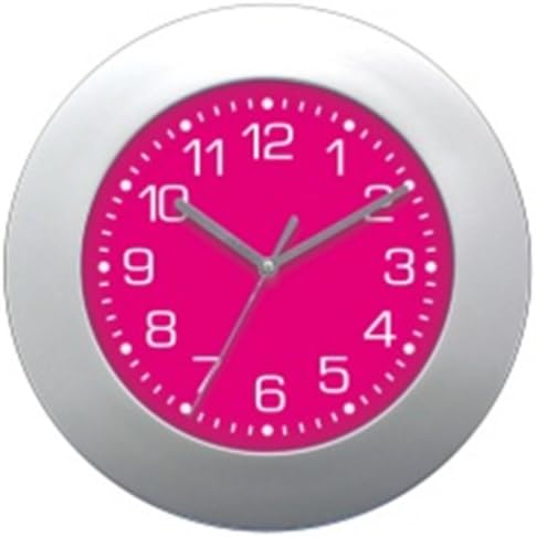 Advance Time Technology8.75-Inch Silver Wall Clock with Pink Dial