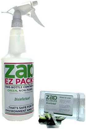 EZ ZAP Disinfectant (3 pack) GREEN, Non-Toxic &amp; Environmentally Friendly with 360 Spray Bottle