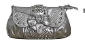 Christie Silver Crystal Studded Faux Leather Clutch Bag -- SwankySwans