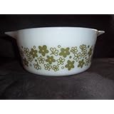 Vintage Pyrex Spring Blossom Green 1 1/2 Quart Casserole Dish