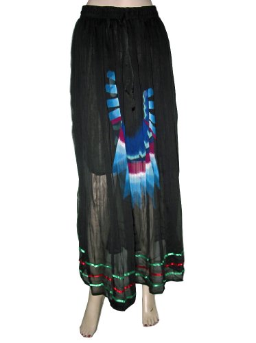 Bollywood Fashion Black Georgette Printed Gypsy Boho Long Skirt For Women 38