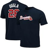 MLB Majestic Atlanta Braves #26 Dan Uggla Youth Navy Blue Player T-shirt (Small)