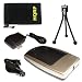 HQRP Desktop / Car Battery Charger compatible with Sony DSC-T33, DSC-T55, DSC-T11, DSC-T10, DSC-T55, DSCT33, DSCT10, DSCT11, DSCT55, DSC-T10/B, DSC-T10/P, DSC-T10/W plus HQRP Black Mini Tripod & HQRP Carrying Bag