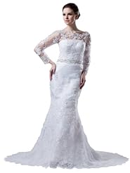 Long Sleeves Bateau Neck Mermaid Satin Crystal  Applique Beaded Spring Fall Winter  Dress with a Court Train  With a Ribbon  and Rhinestones and a Sash 