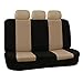 FH Group Three Row Automotive Seat Covers Universal Fit Multifunctional Flat Beige Car Accessories Seat Cover, Airbag and Split Rear Set Car Seat Cover Interior Accessories for Cars Trucks SUV