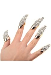 5X False Nail Clear Crystal Claw Paw Talon Finger RING