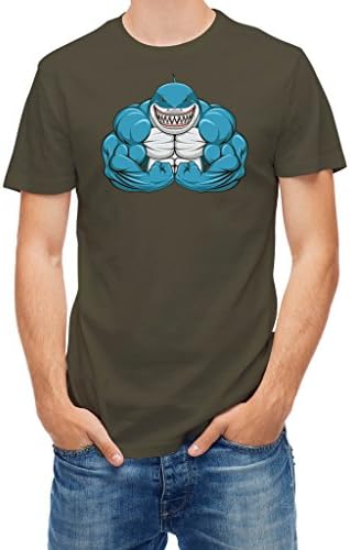 Tshirt Bodybuilder muscle White shark Khaki XXL