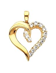 18K Yellow Gold Diamond Heart Pendant - 0.45 Ct. -- LIFETIME WARRANTY