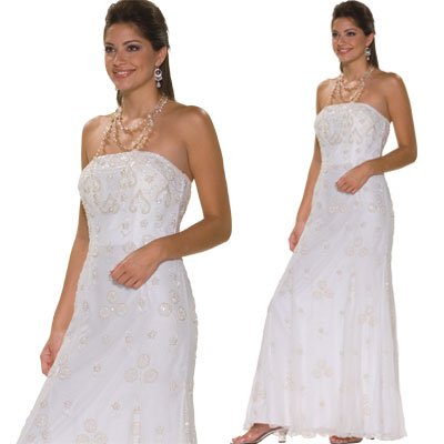 Strapless Ivory Beaded Evening Dress - Bridal, Wedding, Party, Formal Gown by Sean Collection (1970)