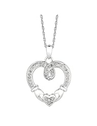 Sterling Silver Claddagh Diamond Pendant with 18" Necklace