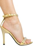 Sexy Dressy Vamp Covered Rhinestone High Heel from Hot Fash Shoes - ALL DAY Gold