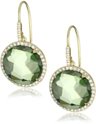 Suzanne Kalan "The Classics" Round Green Envy Topaz and Diamond Bezel Earrings