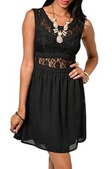 Sexy Chiffon/Polyamide/Polyester/Spandex Cutout Open-Back Lace Floral Print  Dress