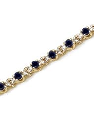 14K Yellow Gold Round Sapphire and Diamond Bracelet
