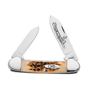Case Cutlery 263 Case Canoe Pocket Knife with Chrome Vanadium Blades   Amber Bone by Case Cutlery