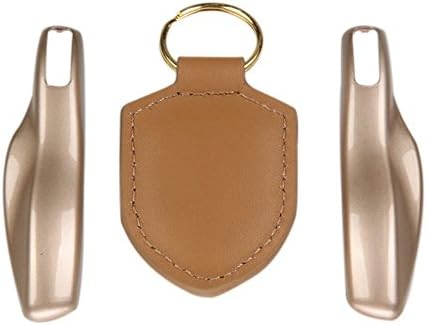 Plastic Keyless Remote smart Key Fob Protection Trim Case Cover Side Blades + Crest Leather Key Chain Key Ring For Porsche 981 991 958 970 911 Cayenne Panamera Carrera Gold