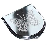 Personalised Silver Plated Butterfly Arched Handbag Compact Mirror Engraved