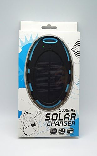 JJF 5000mah Portable USB Charger Power Bank,water Shock Dust Resistant Dual USB Charger for Iphone 6, 6 Plus, 5s, 5c, 4s, 4, Ipods, Ipad Mini Retina (Apple Lightning Adapter Included), Samsung Galaxy Note 2, Note 3, S2 S3, S4, S5, Most Android/windows Smart Cell Phones, Gps, Tablets Constructed with a Solar Panel for Emergency Charging. For Iphone 6 Plus 5s 5c 5 4s, Ipods, Galaxy Note 4 3, Galaxy S5 S4 S3, Lg G3, Nexus, HTC One M8, Gopro Camera, GPS and More (blue-black)