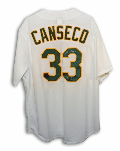 Autographed Jose Canseco Oakland A's White Majestic Jersey Inscribed 88 AL MVP