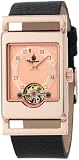 Burgmeister Delft BM510-362 Damen Automatik Uhr IP Roségold Zifferblatt roségold offene Unruh Swarovski-Kristalle Leder schwarz