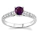 Jewelry : 18k White Gold or Yellow Gold Round Amethyst and Diamond Ring (H/SI2, 1/5 ct. tw.)