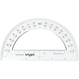 School Smart Plastic 180 Degree Protractor with 6 inch Ruler, Clear, Pack of 12