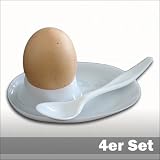 Produkt-Bild: 4 St&uuml;ck Eierbecher mit passenden L&ouml;ffel und Schalenablage - wei&szlig;