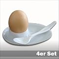 4 St�ck Eierbecher mit passenden L�ffel und Schalenablage - wei�