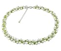 Sterling Silver, Freshwater Cultured Pearl and Peridot Necklace, 15-18"