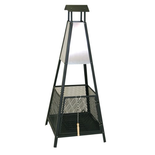 Kamino-Trend 481290 Terrassenkamin 50 x 50 x H130 cm, schwarz m. Edelstahl