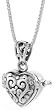 Sterling Silver Heart Shaped Prayer Box with Floral Design