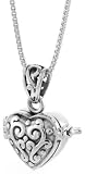 Sterling Silver Heart Shaped Prayer Box with Floral Design
